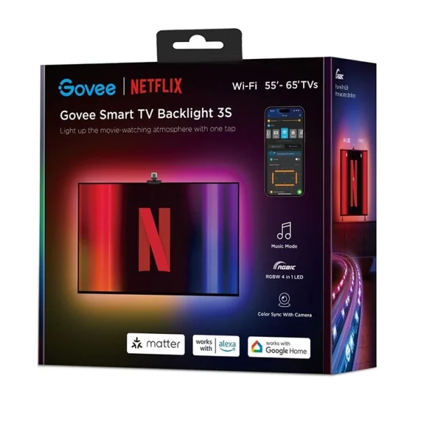 ریسه هوشمند 3.8 متری گووی Govee x Netflix Smart TV Backlight 3S سایز 55-65 اینچ