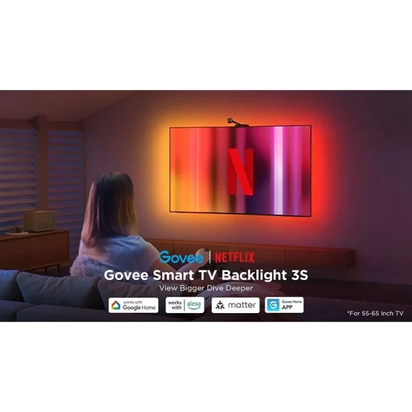 ریسه هوشمند 3.8 متری گووی Govee x Netflix Smart TV Backlight 3S سایز 55-65 اینچ